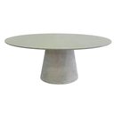 Ver imagem 5 de Mesa de Jantar Cone Oval 198x122 Cm Tampo Off White + Vidro Base Concreto Cinza