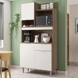 Kit Cozinha Compacta 3 Portas MDF 15007 Julia Carvalho Off White PLN - 1