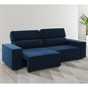 Ver imagem 1 de Estofado 3 Lugares Jersey Retratil e Reclinavel Veludo Azul - Casa Giulia