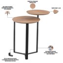 Ver imagem 4 de Mesa Lateral para Sala de Estar 2 em 1 Pés Metálicos Dari A03 Hanover Preto - Lyam Decor