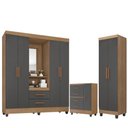 Ver imagem 1 de Guarda Roupa Casal Capela Com cômoda Lite 4 Gavetas 01 Porta E armário Multiuso Lite Nature