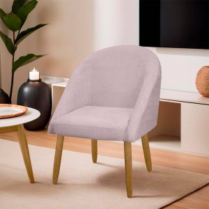 Banqueta Poltrona Lua Bouclê Ideal para Sala Penteadeira ou Salão:rosa Bebê