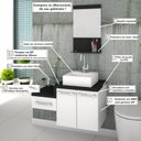Ver imagem 5 de Gabinete para Banheiro 2 Portas 1 Gaveta com Cuba Q35 e Espelheira Legno 831W Espresso Móveis Branco/Preto Onix