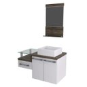 Ver imagem 2 de Gabinete para Banheiro 2 Portas 1 Gaveta com Cuba Q35 e Espelheira Legno 831W Espresso Móveis Branco/Carvalho Dark