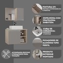 Ver imagem 2 de Conjunto Gabinete Banheiro Virtus 60cm - Gabinete + Cuba + Espelheira Madeirado Cinza