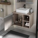 Ver imagem 5 de Conjunto Gabinete Banheiro Virtus 60cm - Gabinete + Cuba + Espelheira Madeirado Cinza