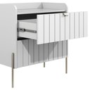Ver imagem 7 de Mesa de Cabeceira em Madeira Mdf Branca Moriah 60cm Moderna:champagne/branco