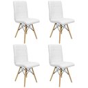 Ver imagem 1 de Kit 4 Cadeiras Gomos Eiffel Eames Fitz Dublin Estofada Base Madeira Branca