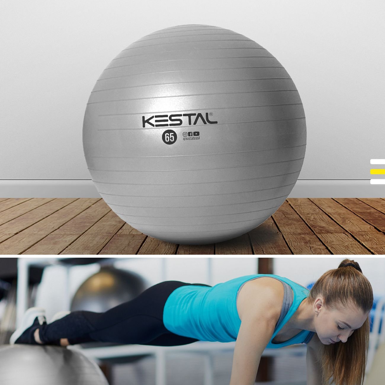 Bola De Pilates Suíça 65cm Fisioterapia Yoga Academia Kestal - 3