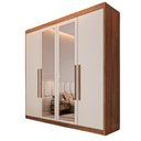 Ver imagem 2 de Guarda Roupa 4 Portas Aurora com Espelho Brauna Off White - Móveis Europa