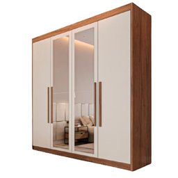 Guarda Roupa 4 Portas Aurora com Espelho Brauna Off White - Móveis Europa - 2