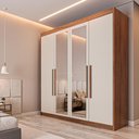 Ver imagem 1 de Guarda Roupa 4 Portas Aurora com Espelho Brauna Off White - Móveis Europa