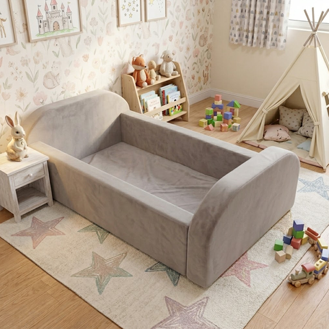 Cama Baby Soft de Espuma Montável e Desmontável:Bege