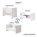 Ver imagem 5 de Berço Americano Katatau Multifuncional 3 em 1 Vira Mini Cama e Sofazinho Infantil Branco Brilho