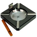 Ver mais imagens de Cinzeiro Para Charuto Material Aço Inoxidável E Madeira Capacidade Para 4 - Produto Com Cortador