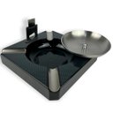 Ver imagem 3 de Cinzeiro Para Charuto Material Aço Inoxidável E Madeira Capacidade Para 4 - Produto Com Cortador