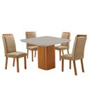Ver imagem 1 de Mesa de Jantar Eloise 90cm Tampo MDF Vidro Canto Copo com 4 Cadeiras Lorena