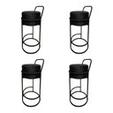 Ver imagem 1 de Kit 4 Banquetas Alta Redonda Base Preta Veludo - Preto