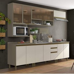 Cozinha Completa 8 Peças Balcão com Tampo Cooktop 11 Portas 2 Gavetas Alice Espresso Móveis - 1