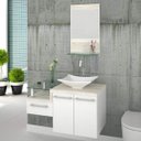 Ver imagem 1 de Conjunto para Banheiro Gabinete com Cuba Folha Lux L38 e Espelheira Legno 831W Branco/Snow