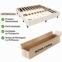 Ver imagem 2 de Base Cama Box King Size 190x202 Desmontável Tecido Premium 100% Madeira- Bege - Nova Cama