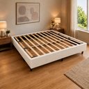 Ver imagem 7 de Base Cama Box King Size 190x202 Desmontável Tecido Premium 100% Madeira- Bege - Nova Cama