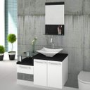 Ver imagem 1 de Conjunto para Banheiro Gabinete com Cuba Folha Lux L38 e Espelheira Legno 831W