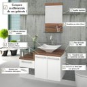Ver imagem 7 de Conjunto para Banheiro Gabinete com Cuba Folha Lux L38 e Espelheira Legno 831W Branco/Nogal