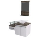 Ver imagem 2 de Conjunto para Banheiro Gabinete com Cuba Folha Lux L38 e Espelheira Legno 831W Branco/Carvalho Dark