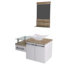 Ver imagem 2 de Conjunto para Banheiro Gabinete com Cuba Folha Lux L38 e Espelheira Legno 831W Branco/Carvalho