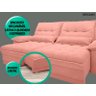 Sofá Bergamo 2,50M Assento Retrátil e Reclinável Velosuede Rose - Netsofás - 8