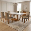 Ver imagem 1 de Mesa de Jantar com 6 Cadeiras MDF Luanda Casuá Animalle Chocolate Off White Imbuia