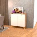 Ver imagem 2 de Aparador Buffet Fly 2 Portas Carvalho com Off White - Móveisaqui Moveisaqui