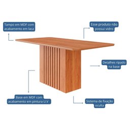 Mesa para Sala de Jantar Mesa Ana 180x90 Cm Tampo em Mdf Cimol Cinamomo - 2
