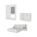 Ver imagem 2 de Kit Guarda Roupas 2 Portas, Cama Casal e Complementos de Quarto Araçá CabeCasa MadeiraOriginals Branco
