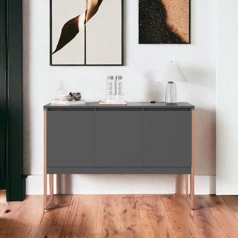 Aparador Buffet para Sala Industrial Oslo Preto Cobre