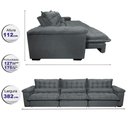 Ver imagem 2 de Sofá Retrátil e Reclinável 3,82m com Molas Ensacadas Cama inBox Aconchego Tecido Velusoft Cinza