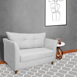 Namoradeira Decorativa Isis Pés Trapézio Suede Branco - DS Estofados - 2
