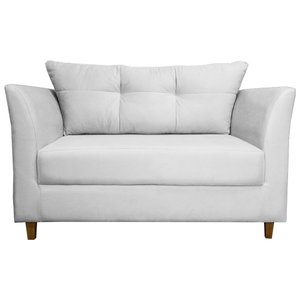 Namoradeira Decorativa Isis Pés Trapézio Suede Branco - DS Estofados