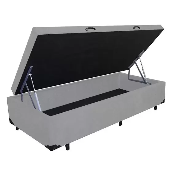 Box Baú Solteiro Sp Móveis Suede Cinza - 39x88x188 - 1