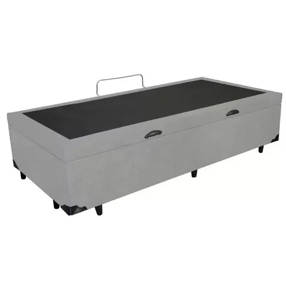 Box Baú Solteiro Sp Móveis Suede Cinza - 39x88x188 - 2