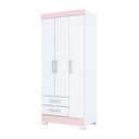 Ver imagem 3 de Guarda-roupa Solteiro 03 Portas 02 Gavetas Sensi Briz Branco/branco E Rosa Chá Ii