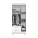 Ver imagem 2 de Guarda-roupa Solteiro 03 Portas 02 Gavetas Sensi Briz Branco/branco E Rosa Chá Ii