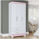 Ver imagem 4 de Guarda-roupa Solteiro 03 Portas 02 Gavetas Sensi Briz Branco/branco E Rosa Chá Ii