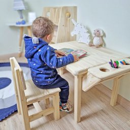 Mesa com Cadeira Infantil Alecrim 50A x 84L x 55P Cor:Natural Cubomob - 2
