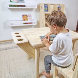 Mesa com Cadeira Infantil Alecrim 50A x 84L x 55P Cor:Natural Cubomob - 4