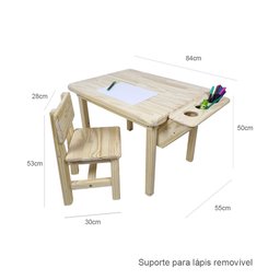 Mesa com Cadeira Infantil Alecrim 50A x 84L x 55P Cor:Natural Cubomob - 5
