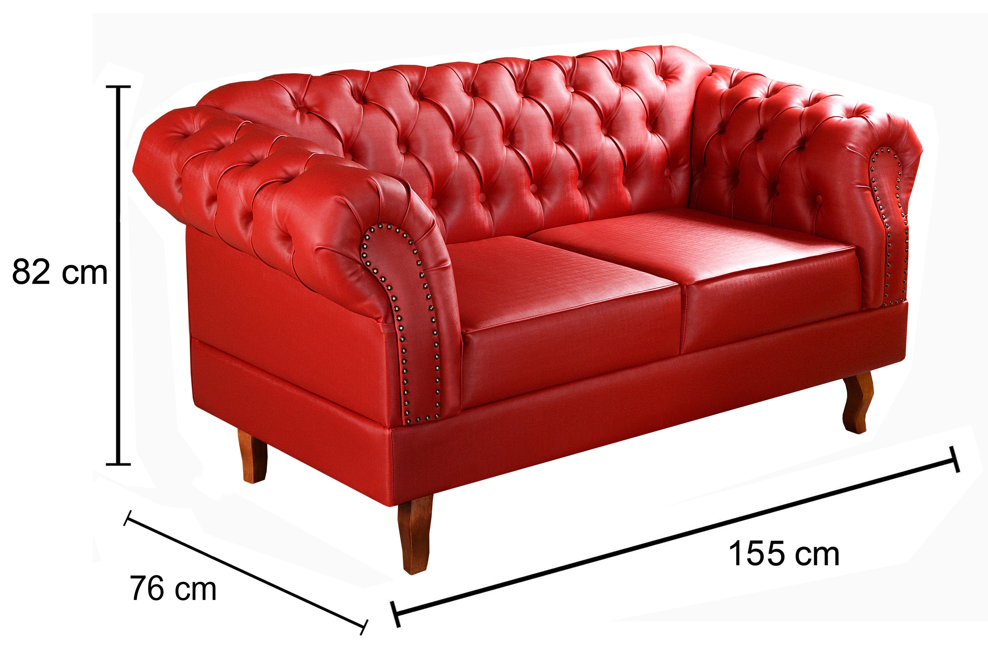 Sofá 2 Lugares Com 2 Poltronas Chesterfield Capitonê Dom Pedro - Couríssimo Vermelho - 7