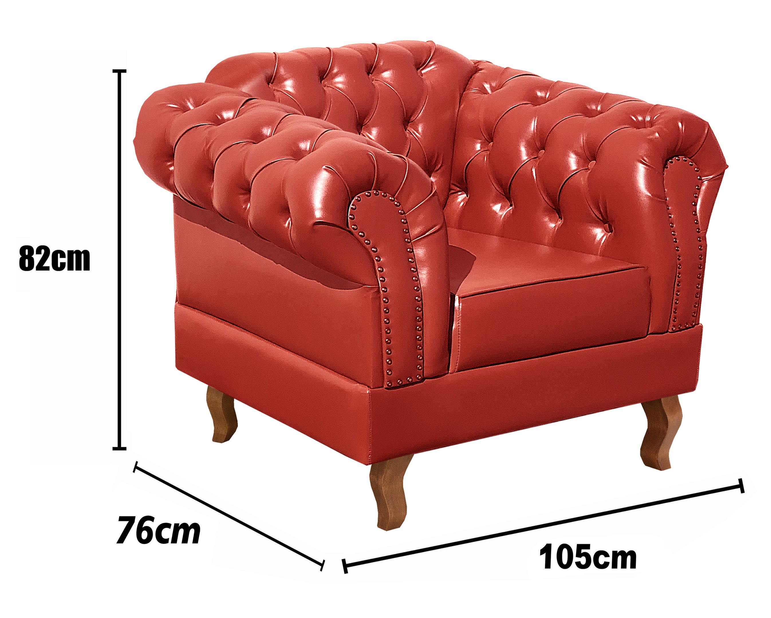 Sofá 2 Lugares Com 2 Poltronas Chesterfield Capitonê Dom Pedro - Couríssimo Vermelho - 6