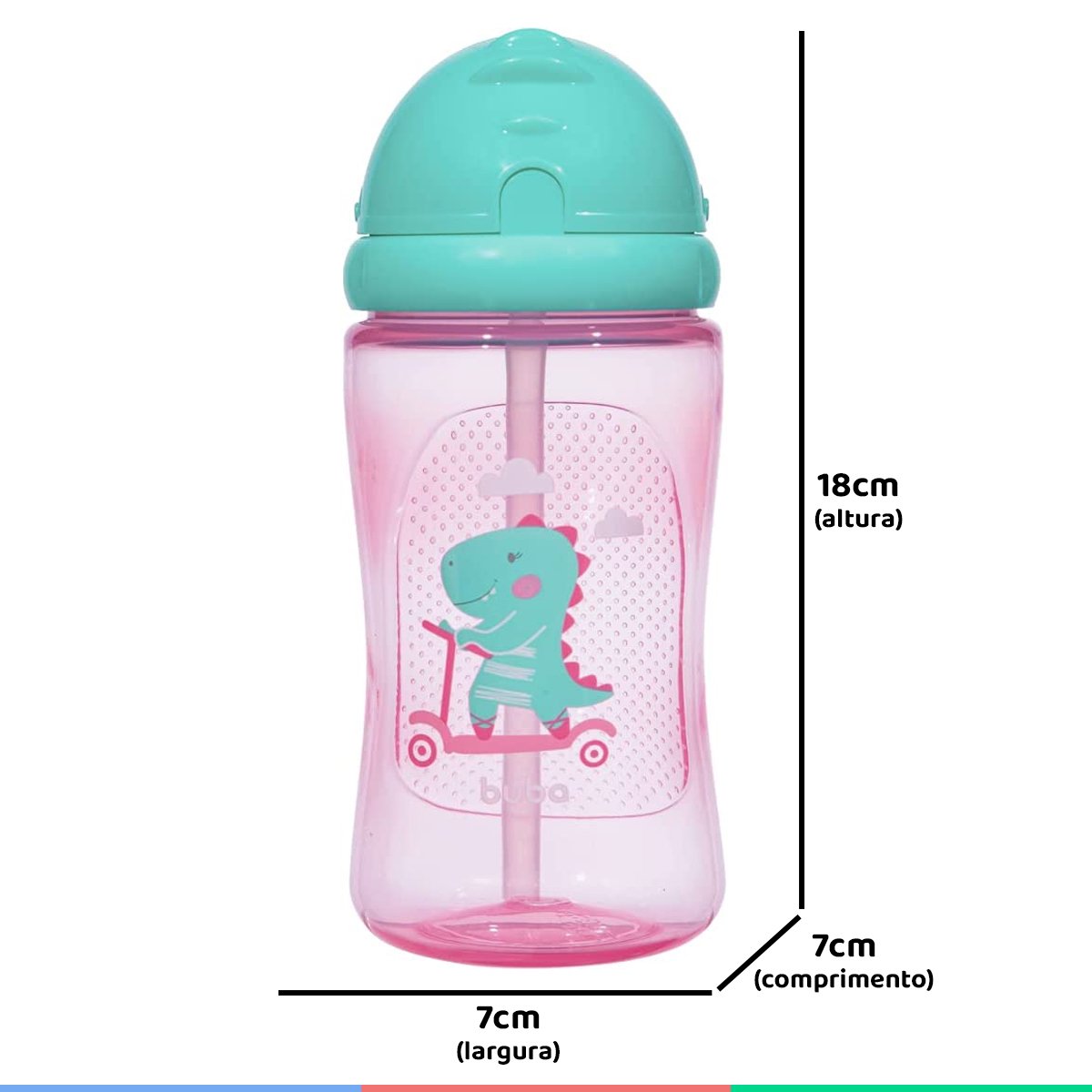 Garrafinha Infantil com Canudo de Silicone Retrátil 400ml Para Bebê +12 ...